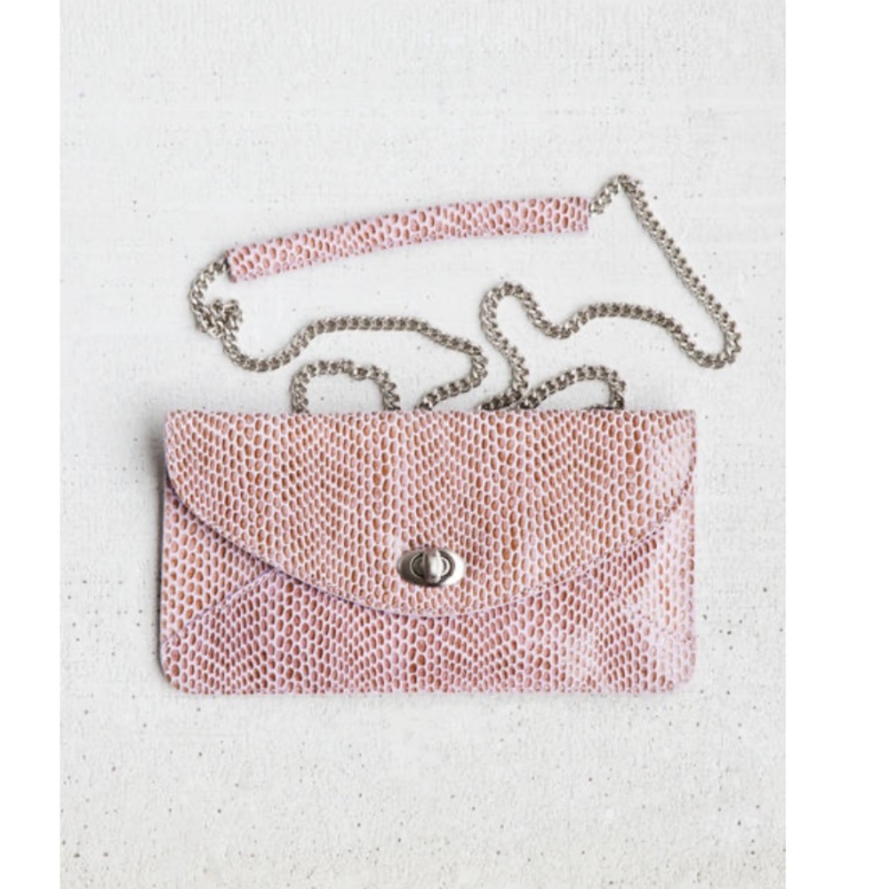 Nick +Zoe pink clutch, leather purse